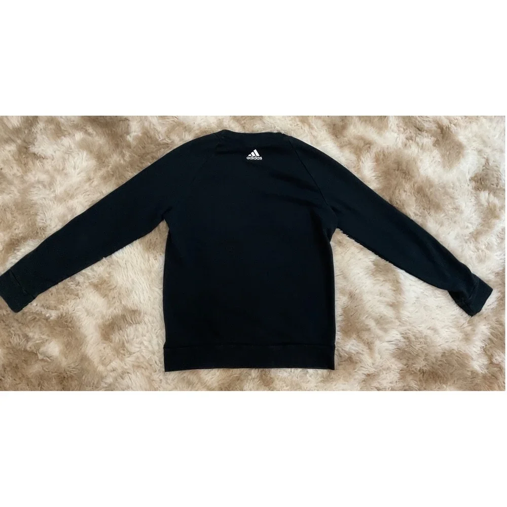 Adidas Mens Black Graphic Logo Raglan Crewneck Sweatshirt Medium RN 88387